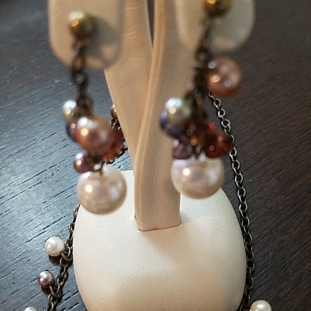 Glass Pearl Necklace & Matching Earrings - Picture 3 of 3